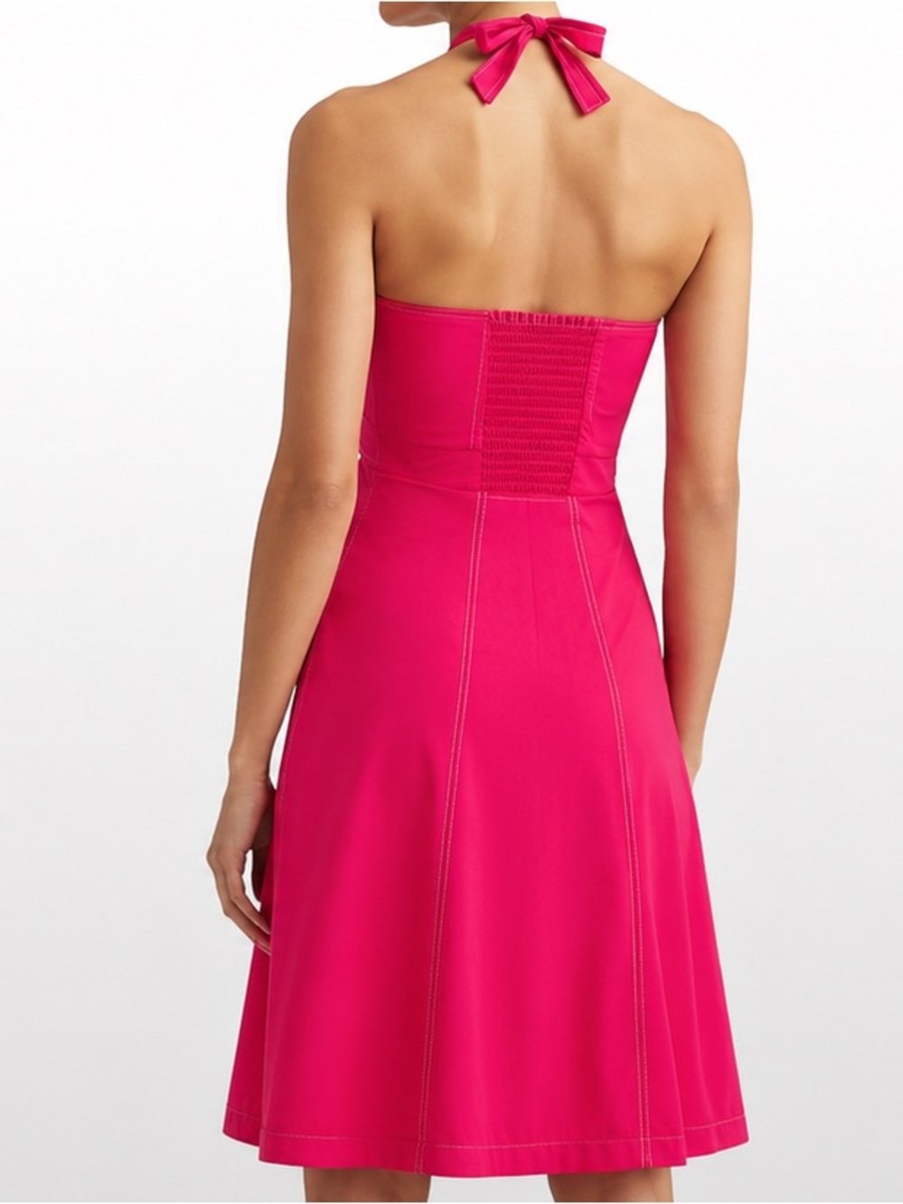 Athleta Pink Halter Midi Dress 12 Tall Built In Bra Pocket Active Travel - Picture 2 of 14